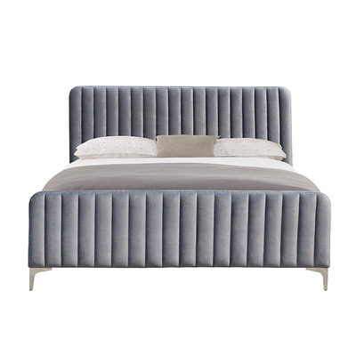 Lit de plate-forme en bois tapissé moderne 160x200cm Grey Color King Size