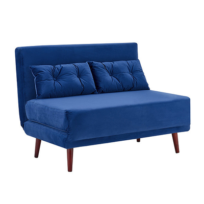 Tri Blue Velvet pliable a tapissé le Daybed 2 Seater retirent Sofa Bed