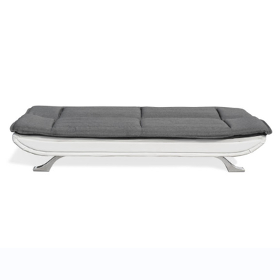 Faux blanc 3 tuftés en cuir Seater Sofa Bed With Chrome Feet de tissu de charbon de bois