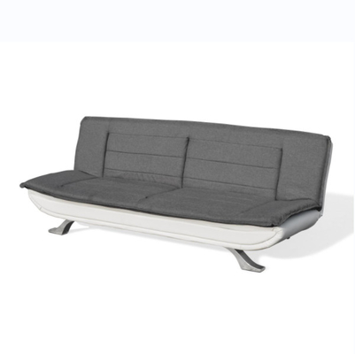 Faux blanc 3 tuftés en cuir Seater Sofa Bed With Chrome Feet de tissu de charbon de bois