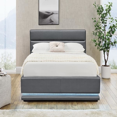 90x190 plié par Grey Tufted Storage Bed No léger cm LED a tapissé le lit