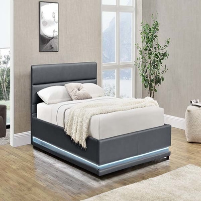 90x190 plié par Grey Tufted Storage Bed No léger cm LED a tapissé le lit