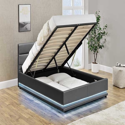 90x190 plié par Grey Tufted Storage Bed No léger cm LED a tapissé le lit