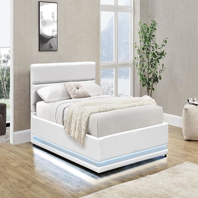 Ascenseur de gaz automatique de 150x200 cm de la plate-forme LED de cadre blanc de lit avec la boîte de rangement