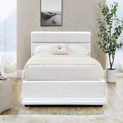 Ascenseur de gaz automatique de 150x200 cm de la plate-forme LED de cadre blanc de lit avec la boîte de rangement