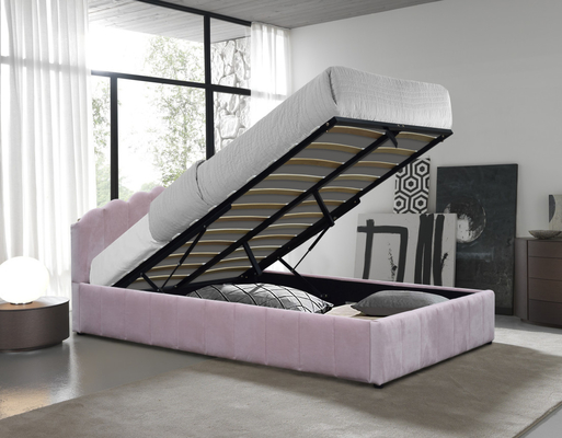 Tissu tapissé de velours de peluche de couleur de rose de double de lit de stockage d'ascenseur de gaz