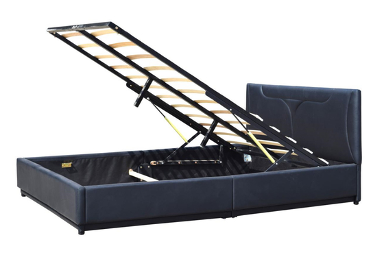 Lit de rangement avec ascenseur à gaz et cadre de lit double rembourré en cuir noir ottoman 4ft6