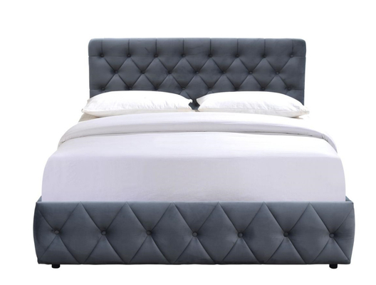 Lit de stockage grand de taille de cadre de lit d'Otman tapissé par velours de peluche pour la chambre à coucher