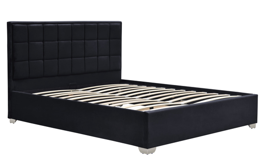 Tache tapissée noire de lit d'ascenseur de gaz de velours de peluche résistante avec quatre pieds en métal
