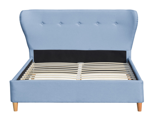 Tête de lit incurvée de luxe en velours gris foncé avec lit double ottoman moderne en bois