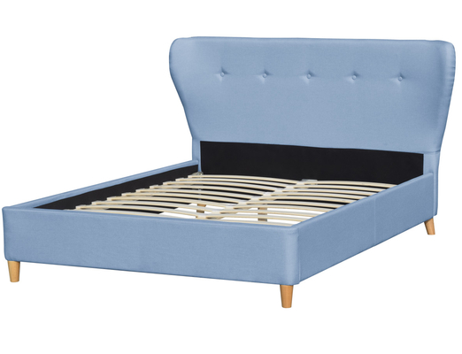 Tête de lit incurvée de luxe en velours gris foncé avec lit double ottoman moderne en bois