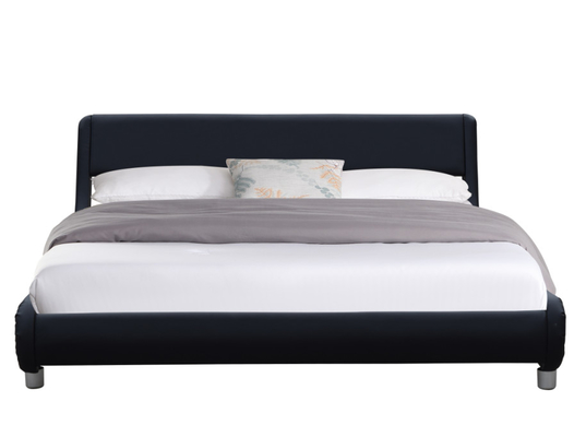 Double taille tapissée par cuir noir moderne de lit de faux pour la chambre à coucher