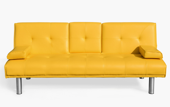 Futon Lounger Canapé Convertible en Faux Cuir Canapé Futon 3 Places Moderne