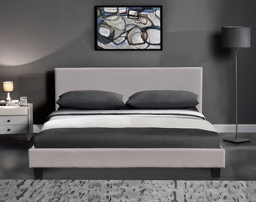Blanc en cuir de lit d'unité centrale de conceptions modernes et lumière noire de LED pour la chambre à coucher