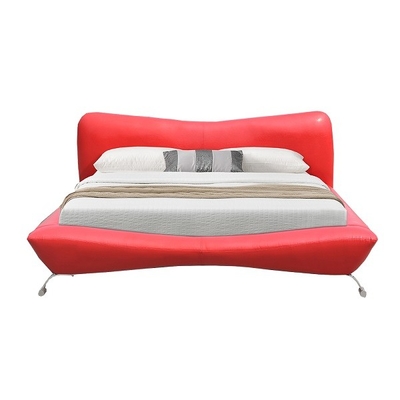 Les jambes en cuir en métal de contreplaqué de cadre de lit de Faux rouge garnissent en cuir des fabricants de lit