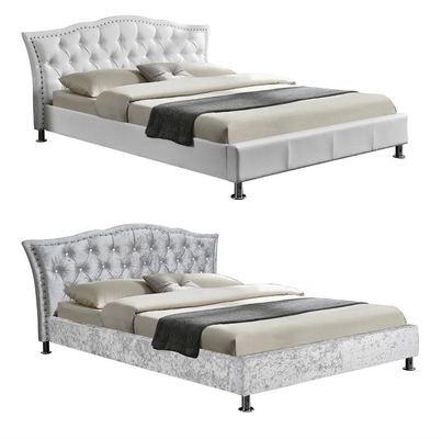 Cadre luxueux de lit du Roi Size Velvet Fabric avec orné et Crystal Headboard