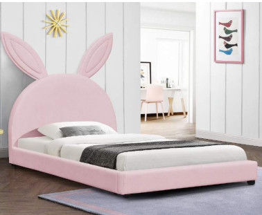 Les enfants de contreplaqué ont tapissé la couleur rose de style de lapin de bande dessinée de cadre de lit