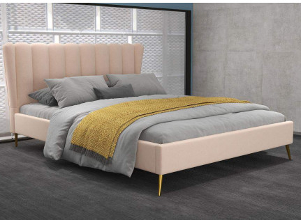 Grand crème de lit de tissu de Wing Back Frame Upholstered