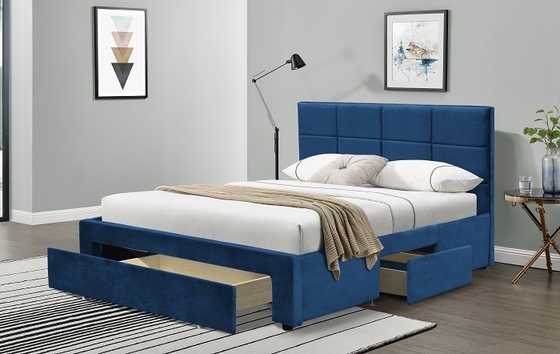 Le cadre Grey Dark Blue Black Linen du Roi Size Upholstered Bed avec dessine