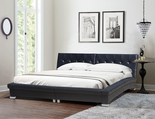 Le Roi noir Size Curved Faux garnissent en cuir des meubles de chambre à coucher d'ensemble de lit