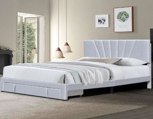 Le tissu en cuir moderne a tapissé le lit Grey Color With Drawer de stockage