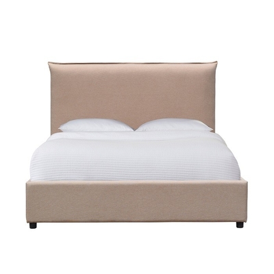 Tissu de toile brun clair tapissé par style de lit de plate-forme d'Europen