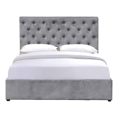 Tête de lit moderne de Grey Crush Velvet With High de lit du Roi Size Upholstered Storage