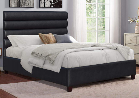 Le Roi moderne Size Upholstered Platform enfoncent avec la tête de lit noire
