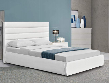 Lit de plate-forme tapissé moderne avec la tête de lit blanche 50pcs MOQ