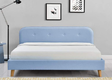 Couleur bleue de mode moderne de cadre de lit de contreplaqué tapissée par tissu