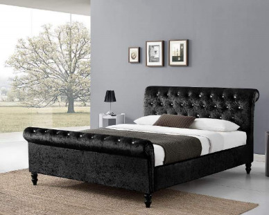Bouton ornant la tête de lit tapissée du Roi Size Chesterfield Styled de cadre de lit