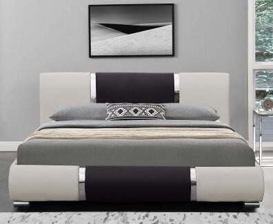 Châlit noir et blanc de courbe d'unité centrale de mode de conception de fabricants en cuir minimalistes de lit