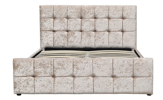 Fabricant tapissé moderne de lit de stockage de taille de la Reine de lit de cadre de velours en bois de tissu