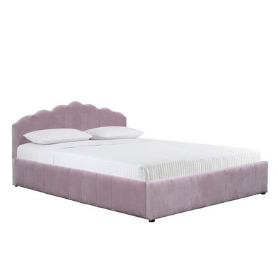 Cadre tapissé rose romantique de lit de taille de la Reine de contreplaqué de cadre de lit pour la chambre à coucher