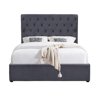 Le contreplaqué de cadre de lit de Grey King Size Upholstered Storage facile se réunissent avec la tête de lit d'oreilles