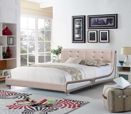 Style moderne confortable de tissu de toile de cadre du Roi Size Upholstered Bed