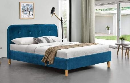 Cadre de lit tapissé par tissu bleu brillant avec les fabricants en gros de lit de tête de lit