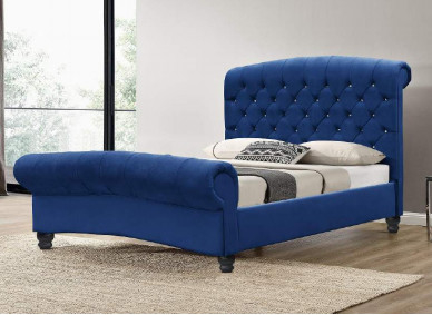 Longévité élevée luxueuse du Roi Size Bed Frame d'OEM Ottoman Blue Velvet