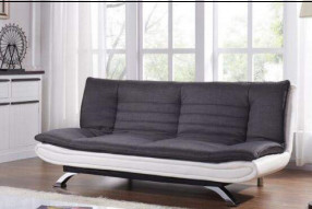 Faux blanc 3 tuftés en cuir Seater Sofa Bed With Chrome Feet de tissu de charbon de bois