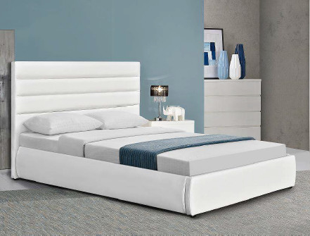 Taille optionnelle Cadre de lit rembourrée blanche avec rangement pour dormir confortablement