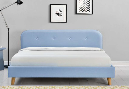 Le bleu de cadre de lit de contreplaqué tapissé par tissu colorent la mode moderne