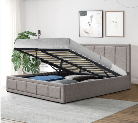 Taille King Tissu de lin rembourrée Tufted cadre de lit moderne avec stockage BSCI