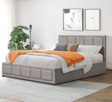Taille King Tissu de lin rembourrée Tufted cadre de lit moderne avec stockage BSCI