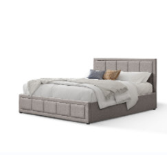 Taille King Tissu de lin rembourrée Tufted cadre de lit moderne avec stockage BSCI
