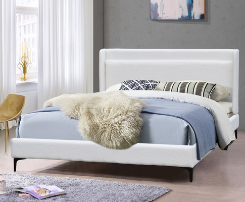 Le cadre classique du Roi Size Platform Bed avec la tête de lit blanche de tissu a tapissé