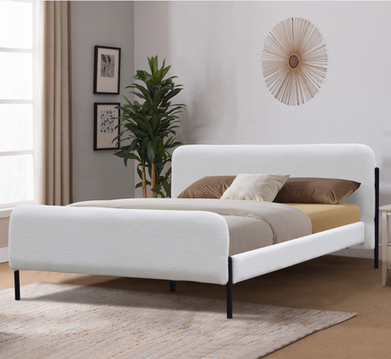 Le cadre classique du Roi Size Platform Bed avec la tête de lit blanche de tissu a tapissé
