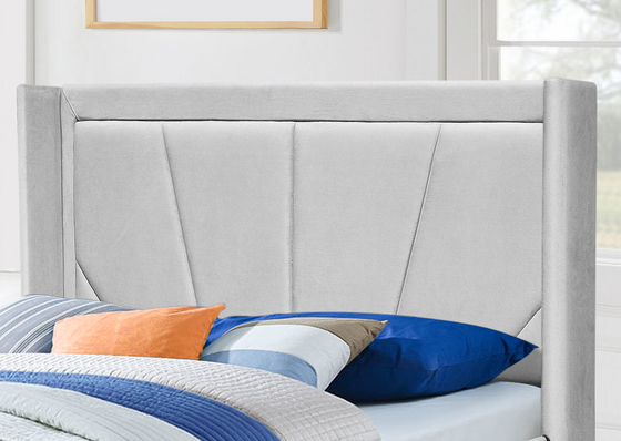 Cadre léger de lit de stockage de plate-forme d'OEM de Grey Fabric avec la tête de lit à ailes tapissée