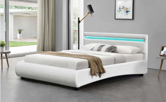 Taille King Led Lit rembourrée cadre couleurs optionnelles avec couchage confortbale BSCI