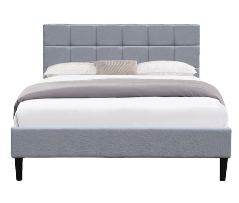 Double taille bas profil tapissé lit cadre lin gris tissu 8 pouces jambes