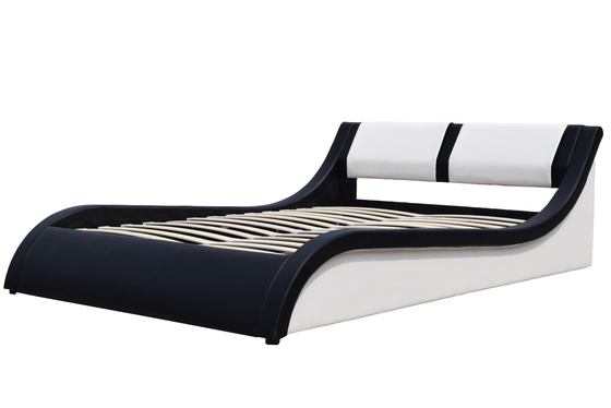 Blanc et noir Oem Lit double Ascenseur à gaz Cadre en faux cuir Bsci